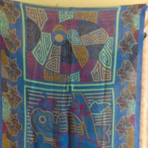 MIR Brand sheer blue rectangle animal print scarf